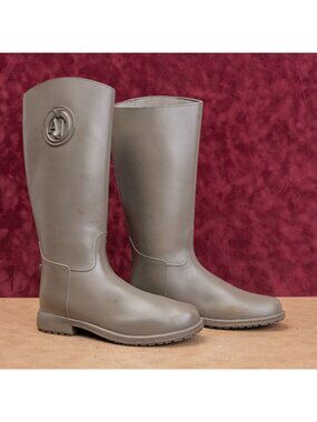 Armani Jeans Women Vintage Y2K Grey Wellies Rain Rubber Riding Boots 6.5US EUR37